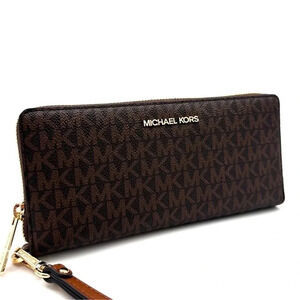 Michael Kors Large Continental Wallet Wristlet Leather Brown